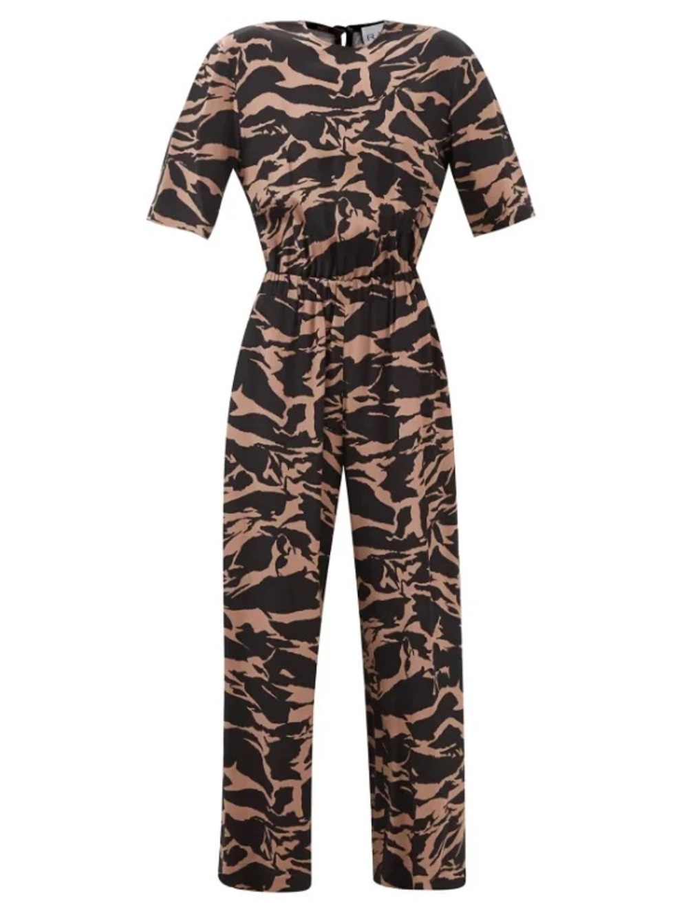 RAEY 100% Silk Camo Tiger Print Wide-Leg Jumpsuit UK 8 US 4